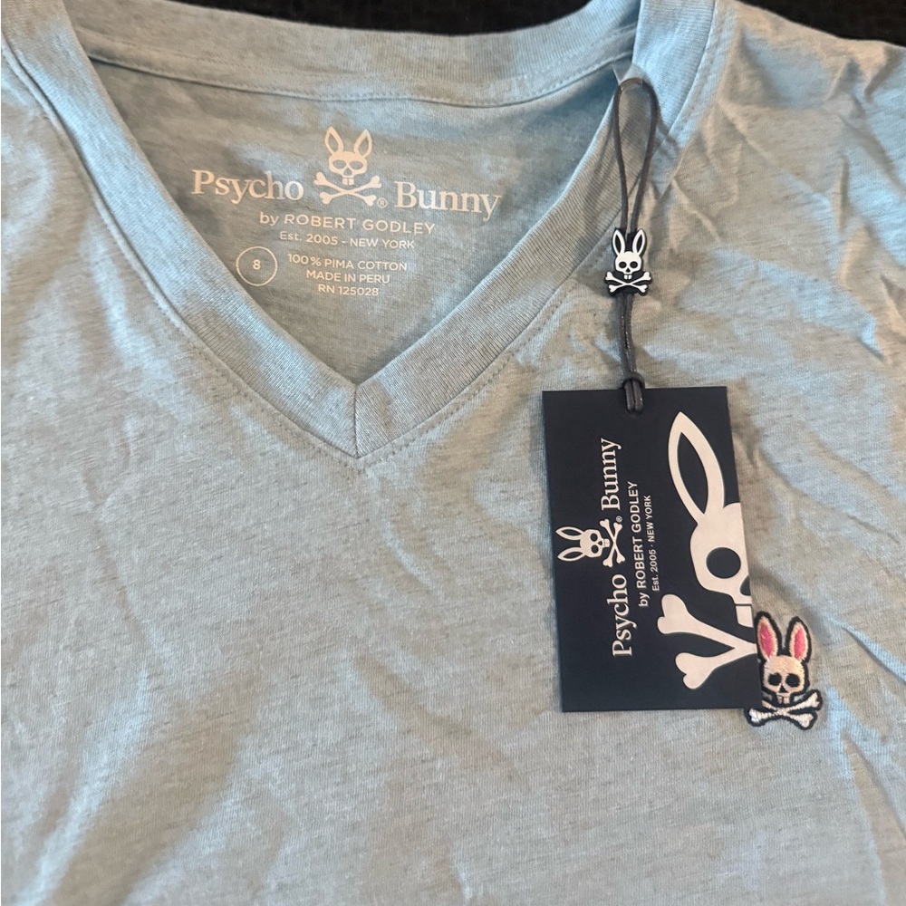 Psycho Bunny Sky Blue V-Neck Tee